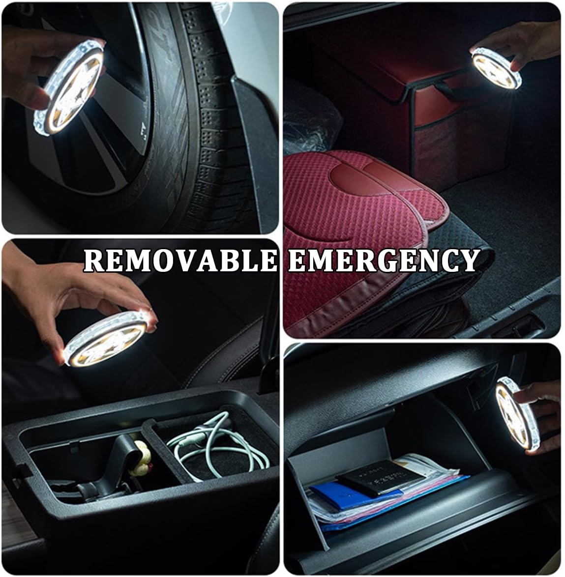 Magnetic LED Car Interior Ceiling Roof Light, Magnet Rechargeable USB Wireless Dome Atmosphere Light with Music Sync, Automotive Inside Roof Ambient Lamp, Universal for Vehicles