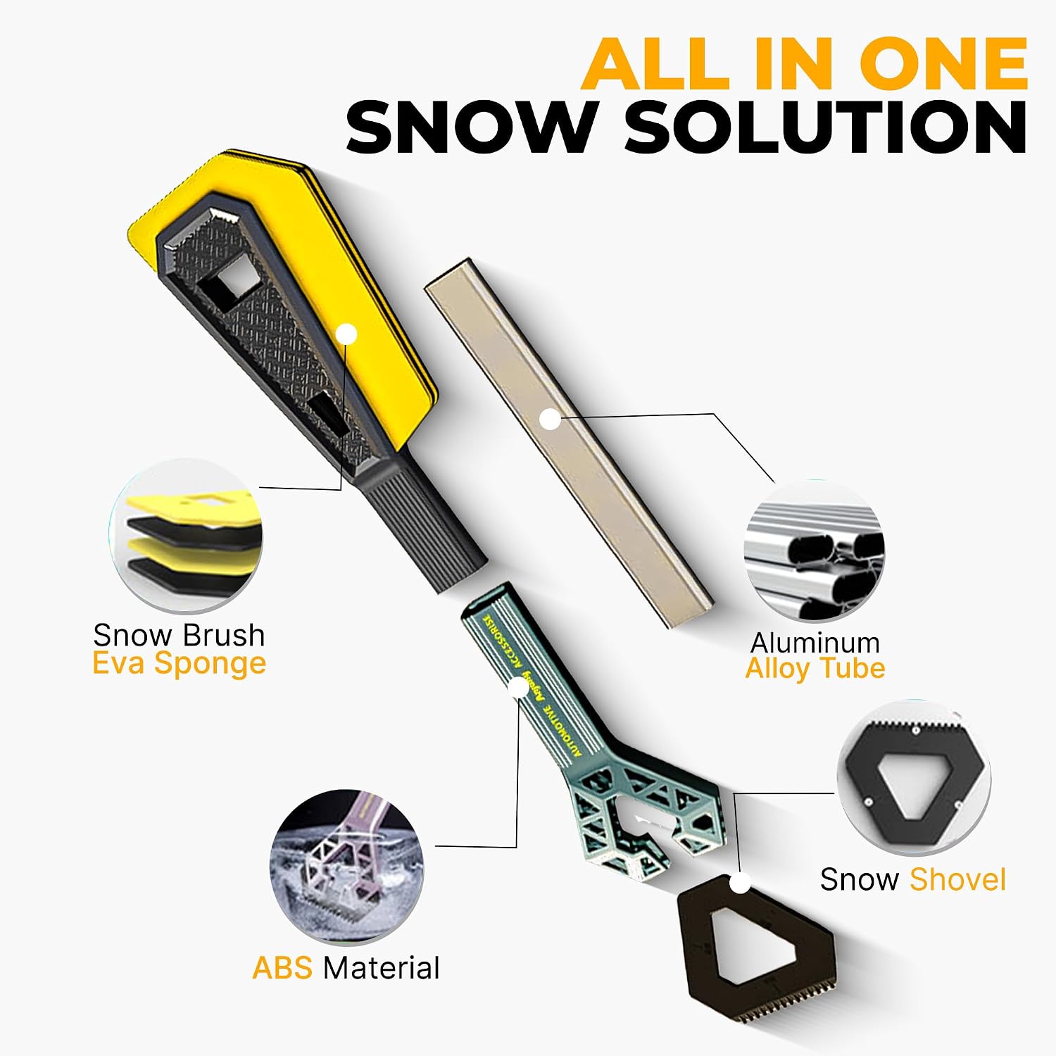 ICEGEAR PRO 4-in-1 Aluminum Snow Shovel & Ice Scraper – Heavy Duty Car Ice Remover Tool for Truck, SUV & Van – Windshield Ice Chopper, Snow Brush & Winter Survival Kit