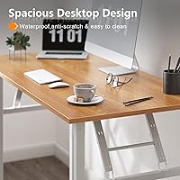 Vista 7 de Need Folding Desk for Home Office 39-3/8 inch Length Modern Folding Table Computer Desk No Install Needed Teak Color Desktop White Frame AC5BW(100 *