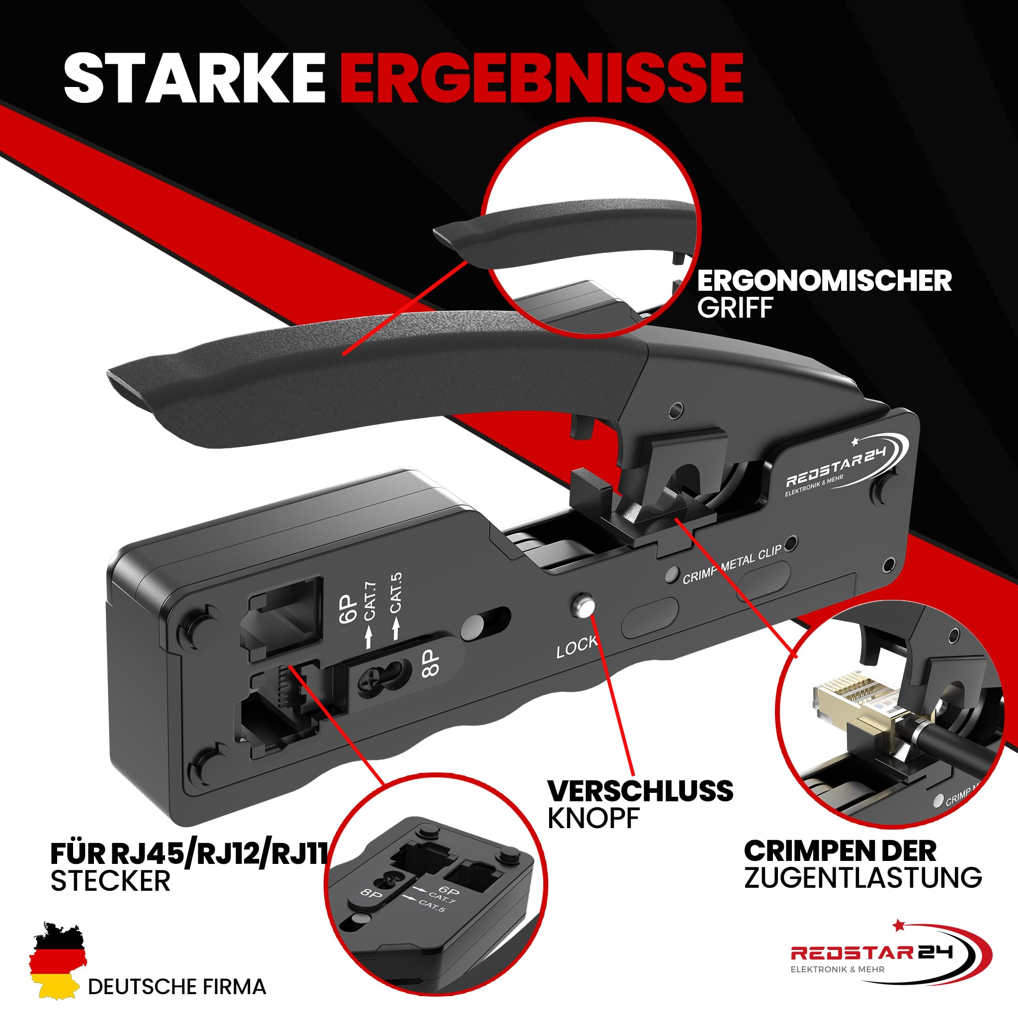 SeKi 2 Stuks Gereedschapsvrije RJ45 CAT 8.1 Netwerkstekker – Metalen Behuizing, Geschikt Voor AWG 22-26, Voor Installatie- En Patchkabels, Incl. Beschermkap 3 miniatura