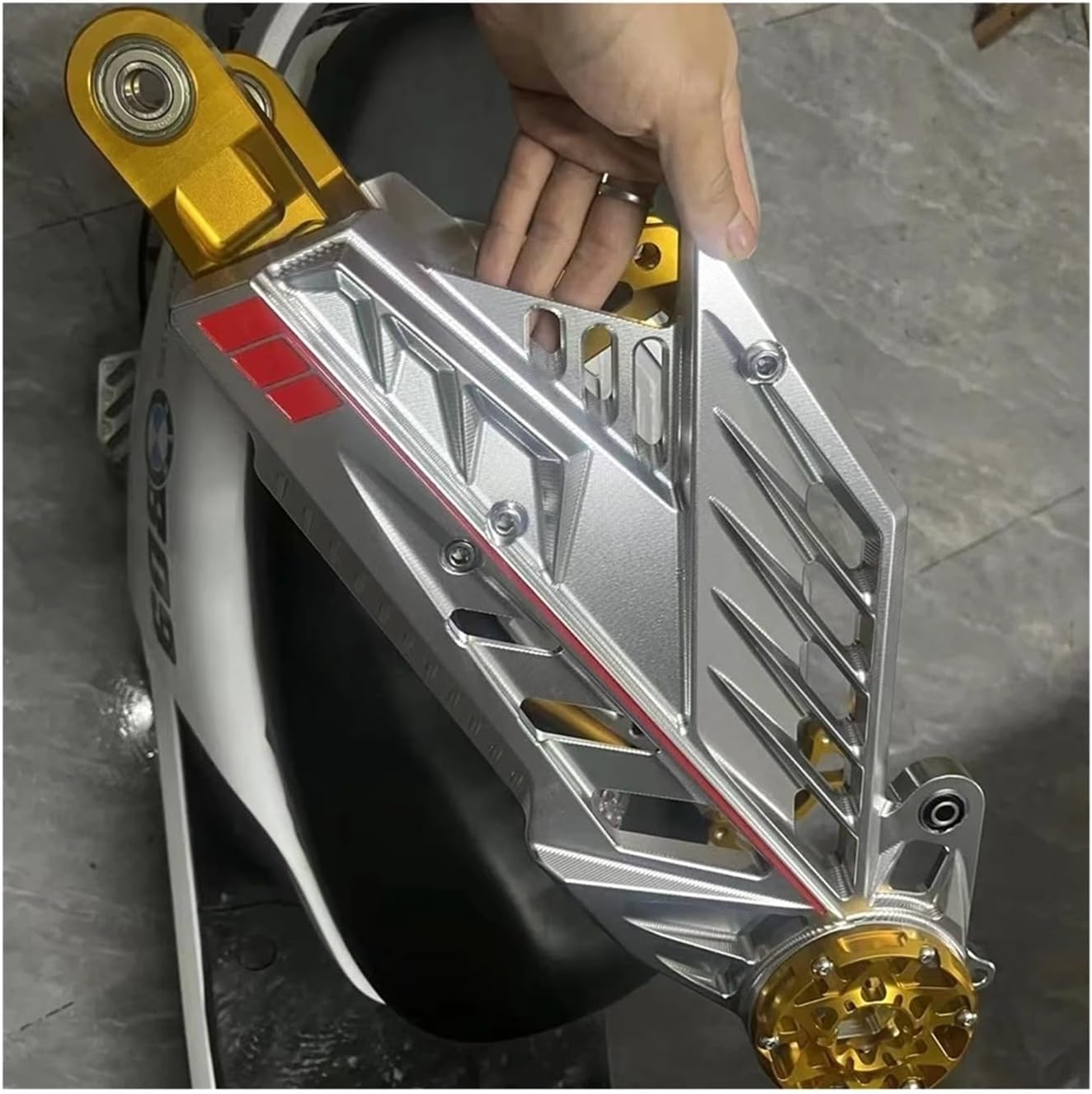 CNC Motorcycle Swing Arm Rear Fork Motor Bracket Support Single and Double Rear Shock Absorber Universal Modification M0nkey M3 M5 M6 Cow N1S(Silver,2)