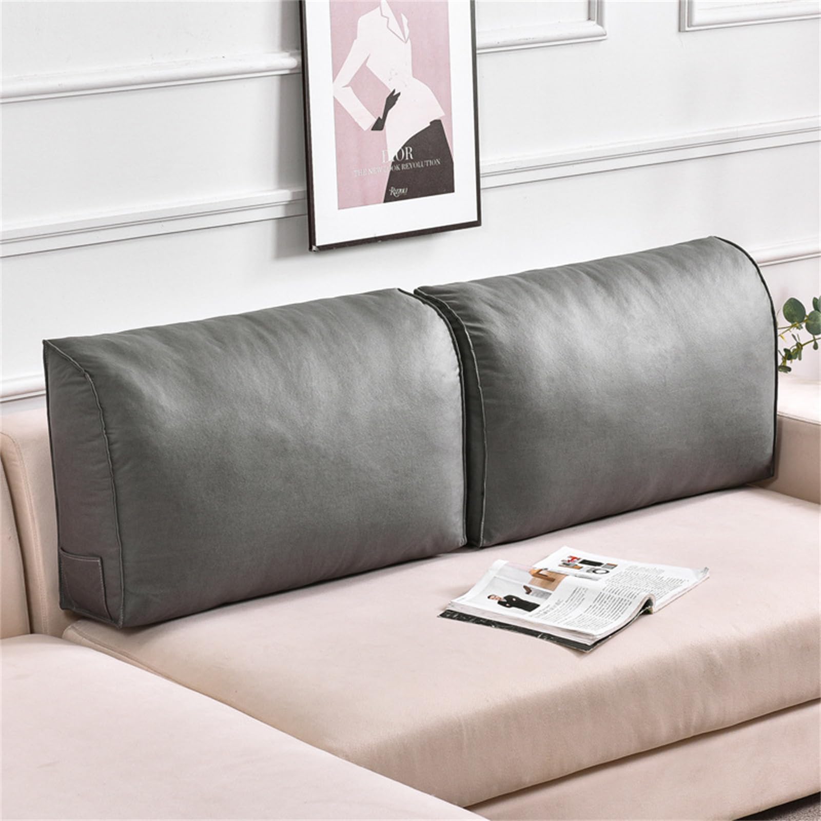 Morbuy Cojin Lectura de Respaldo para Cabecero de Cama, Respaldo Cama Suave Almohada de Lectura Cómodo Cojin Lumbar Respaldo Sofa Extraíble para Sofá, Silla (KJB Azul,60 * 20 * 45cm)