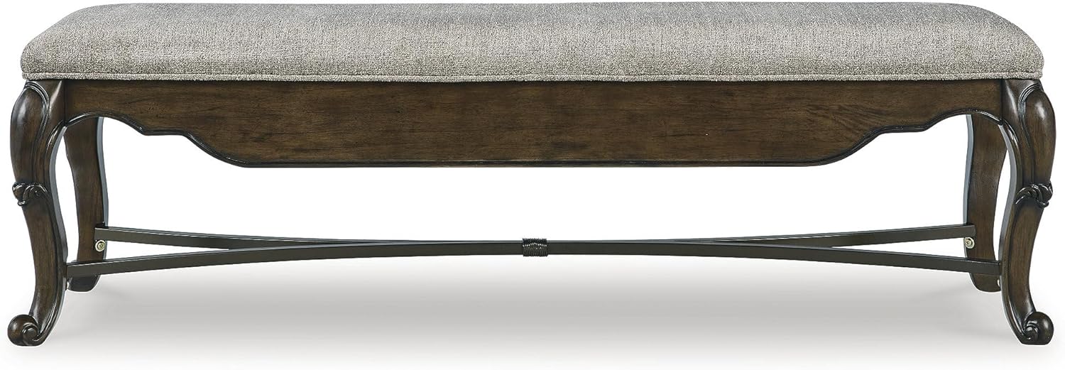 Signature Design by Ashley Maylee Contemporary Upholstered 63" Dining Bench with 1 Drawer, Dark Brown