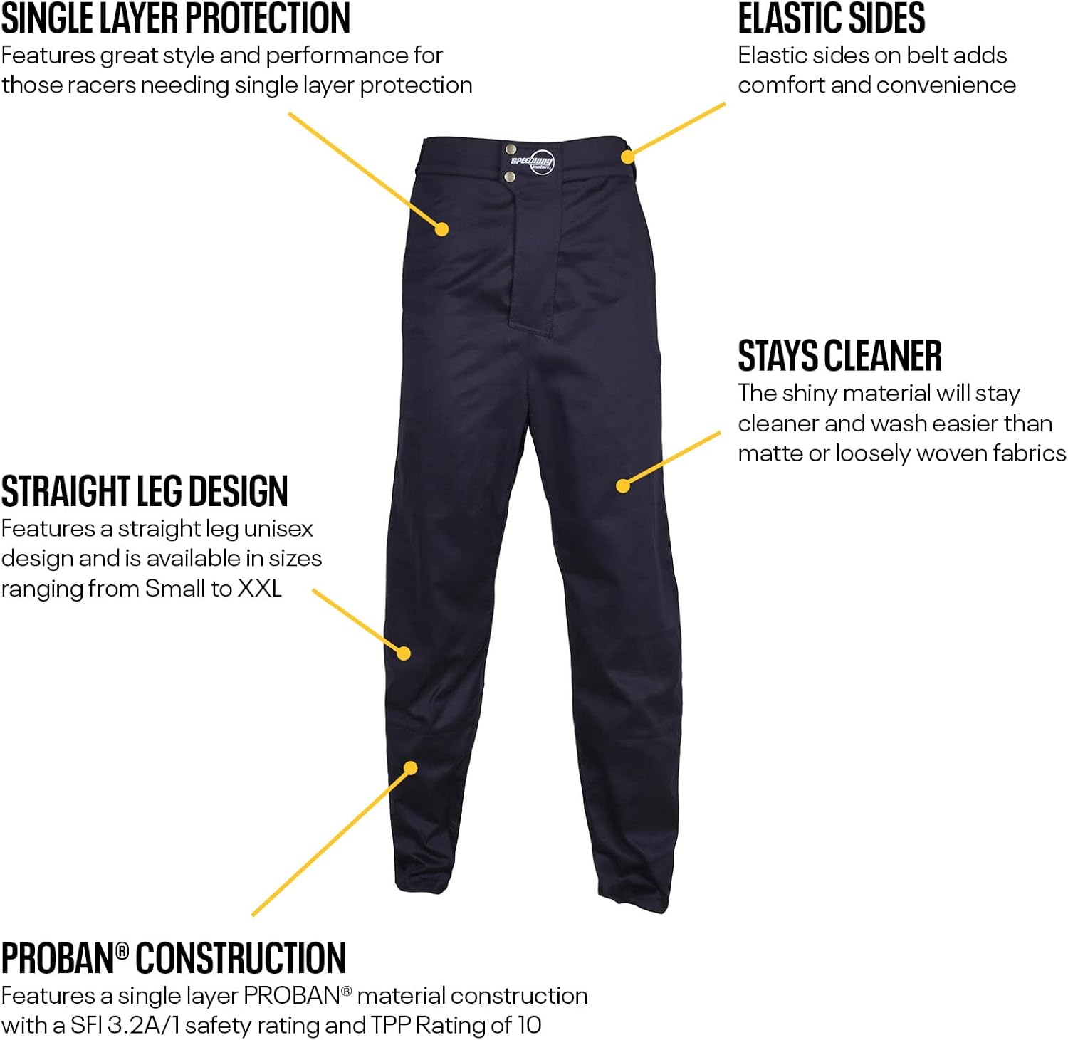 Speedway Motors Shiny Racing Pants, SFI1-Rated