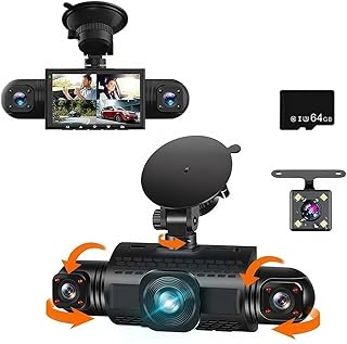 4 Channel FHD Dash Cam, 360° Full Coverage 1080P,Left Right Dash Camera for Cars,Night Vision with 8 IR LEDs, G-Sensor, Collision Detection (4 Channel Set with 128GB TF Card)