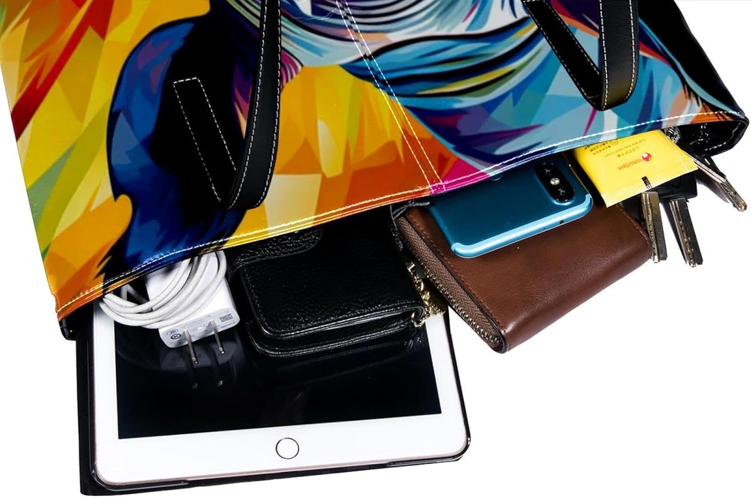 [YTYVAGT] 女性用財布、トートバッグ美学、レディーストートハンドバッグ,カラフルな動物のサイのイラスト