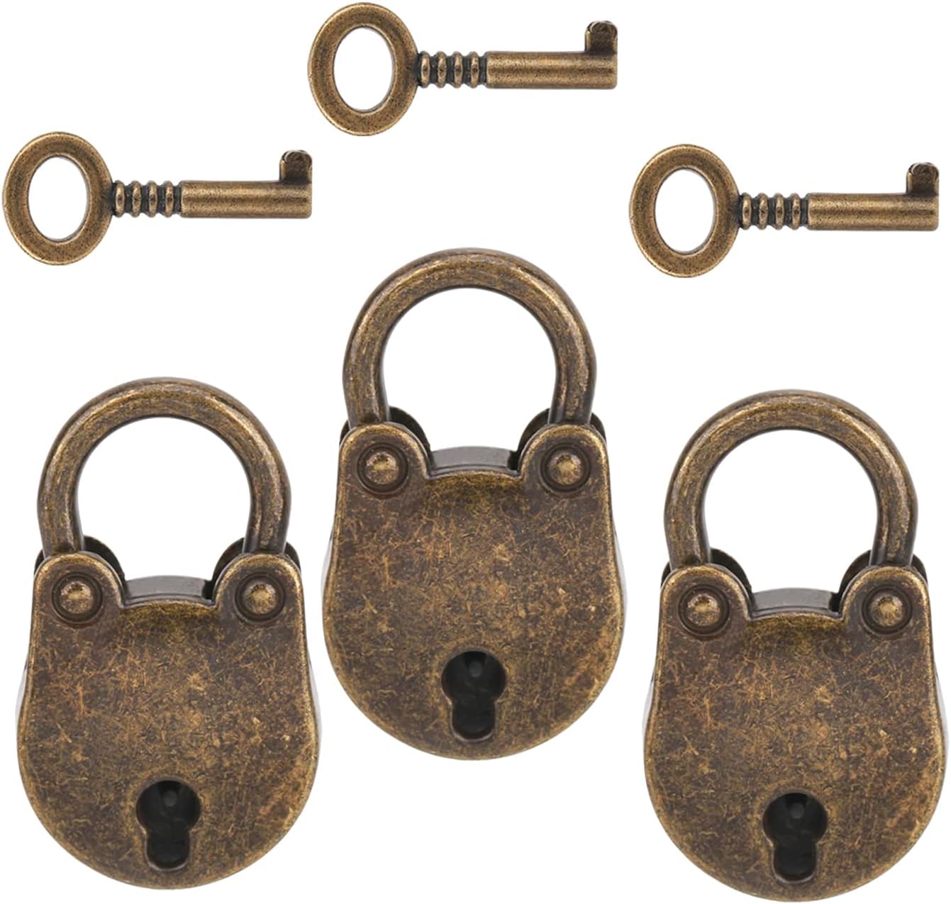 VerRich 4Pcs Silver Heart Shaped Padlock,Mini Vintage Locks with Key for Handbag,Jewelry Box, Storage Box, Diary Book