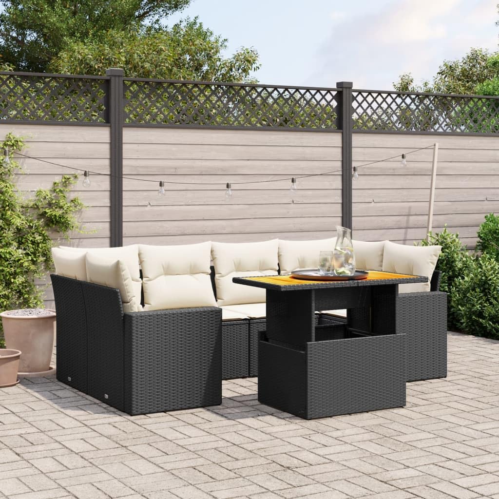 Destockage mobilier de Jardin,Salon,Salon Jardin Enfant,Salon de Jardin 7 pcs avec Coussins Noir résine tresséeConvient pour Les Jardins, Les Salons et Les patios