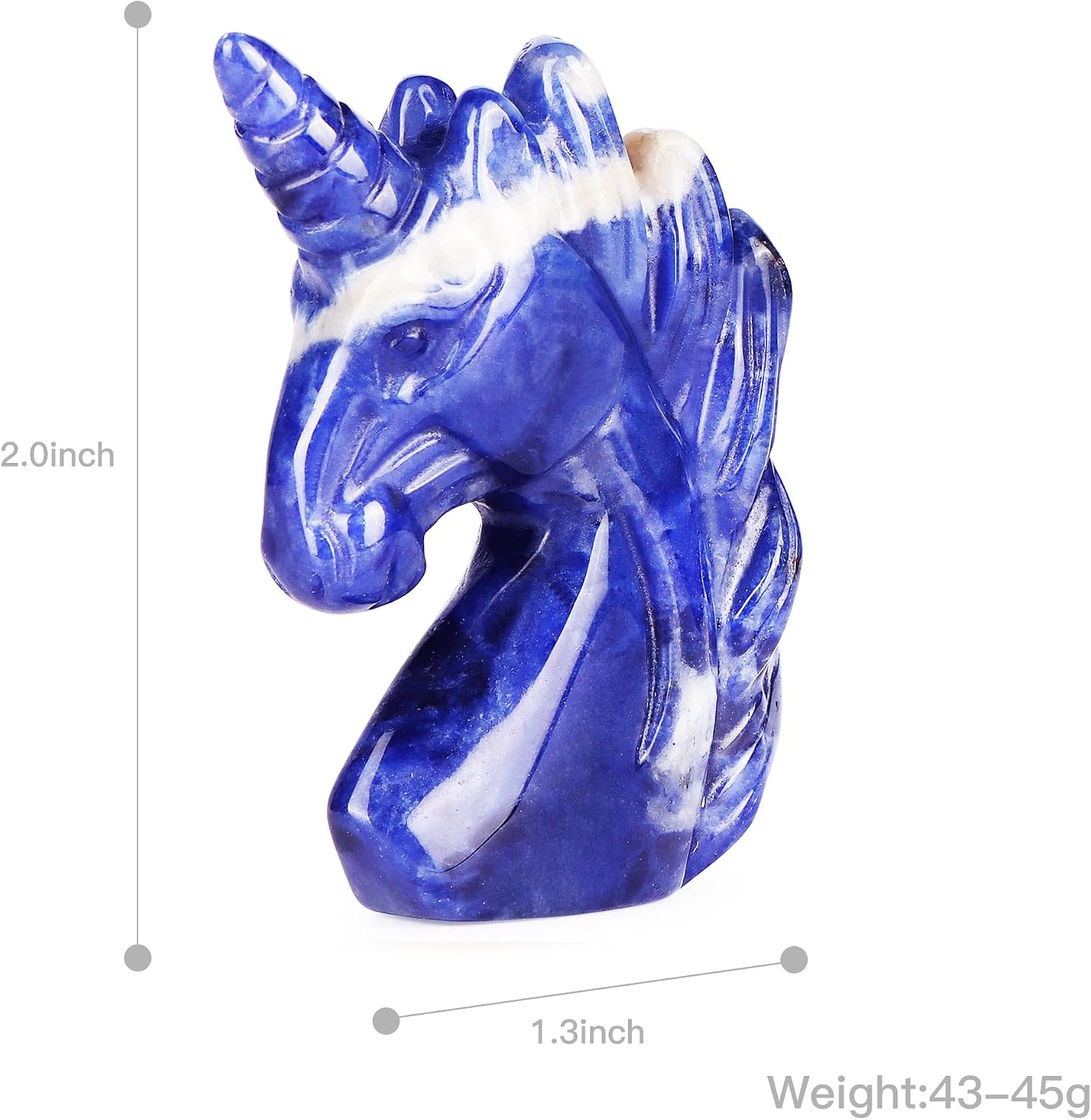 Artistone Crystal Unicorn Figurine Ornament Decor Hand Carved 2 Inches Sodalite Unicorn Statue Animal Healing Collectible Figurine Reiki Paperweight Home Office Girl Gifts image 3