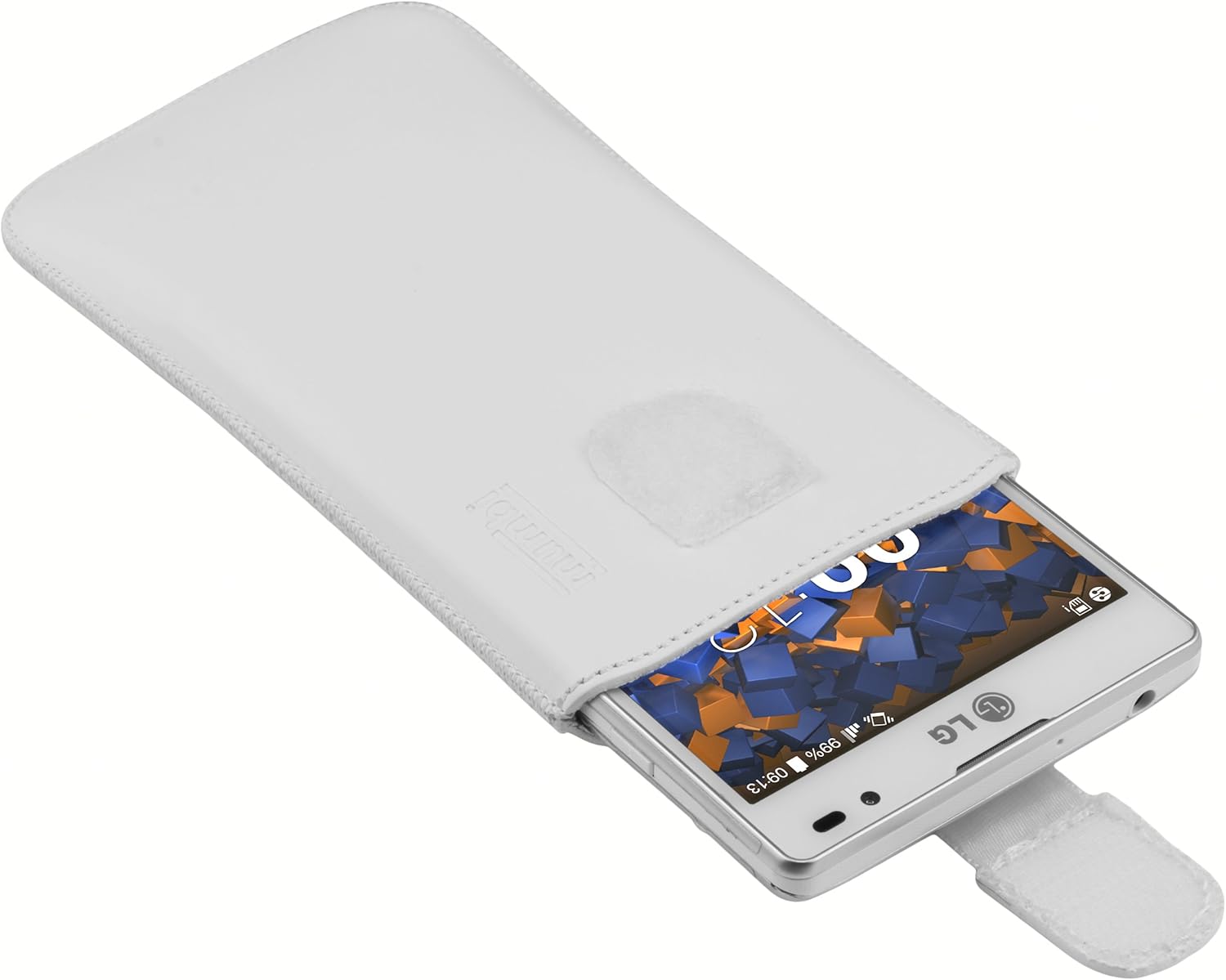 mumbi Mobile Phone Case Real Leather with Pull-Up Tab for LG P760 Optimus L9 White