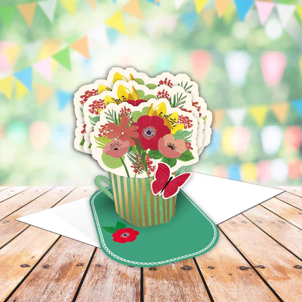 Biglietto Pop-up 3D Draeger Paris - Pasqua Coniglio Arcobaleno: 18x11,5 Cm Con Busta FSC, Fatto A Mano