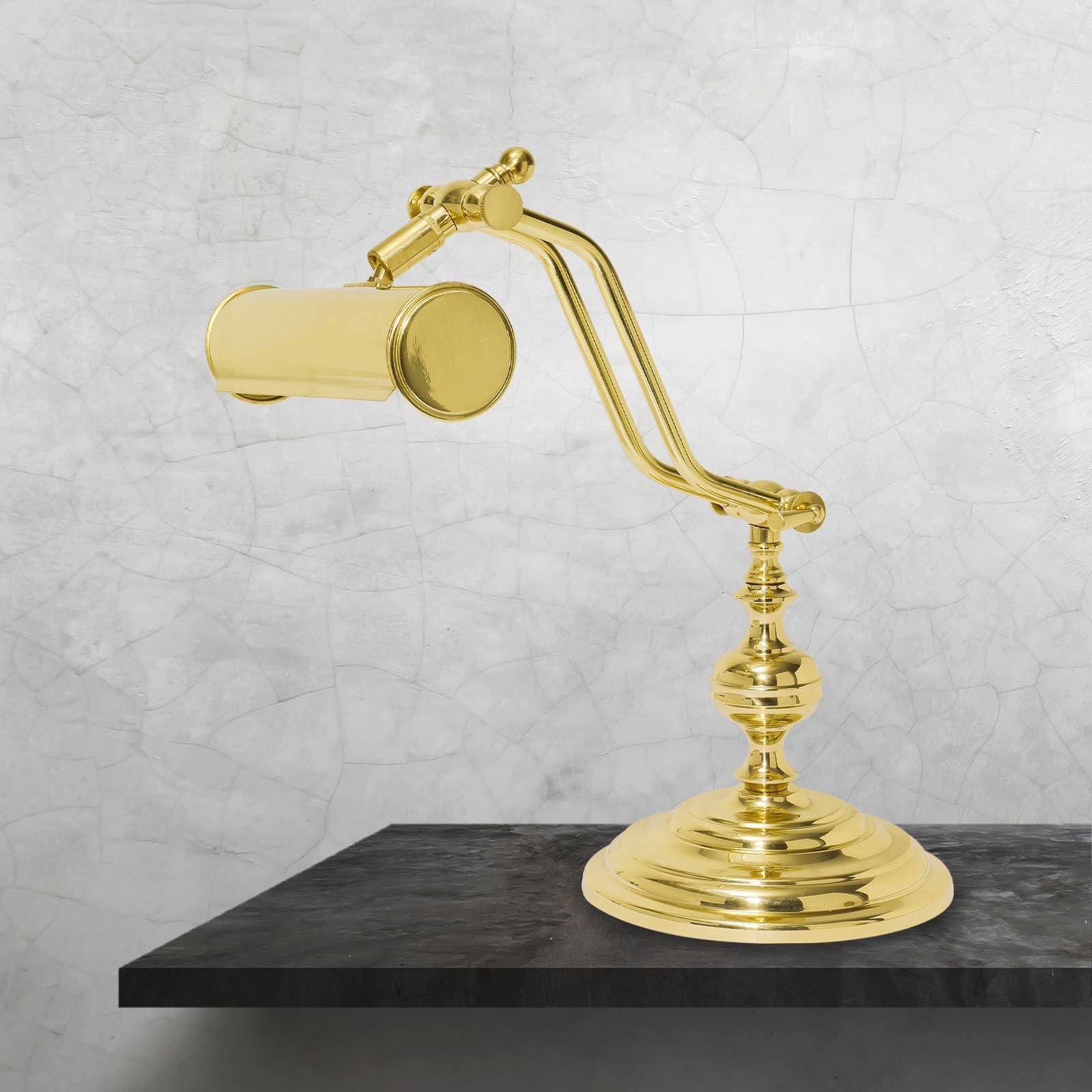 Lampada Banker in ottone massiccio H: 38 cm L: 20 cm regolabile E14 Lampada da scrivania Art Nouveau Lampada da pianoforte ufficio studio
