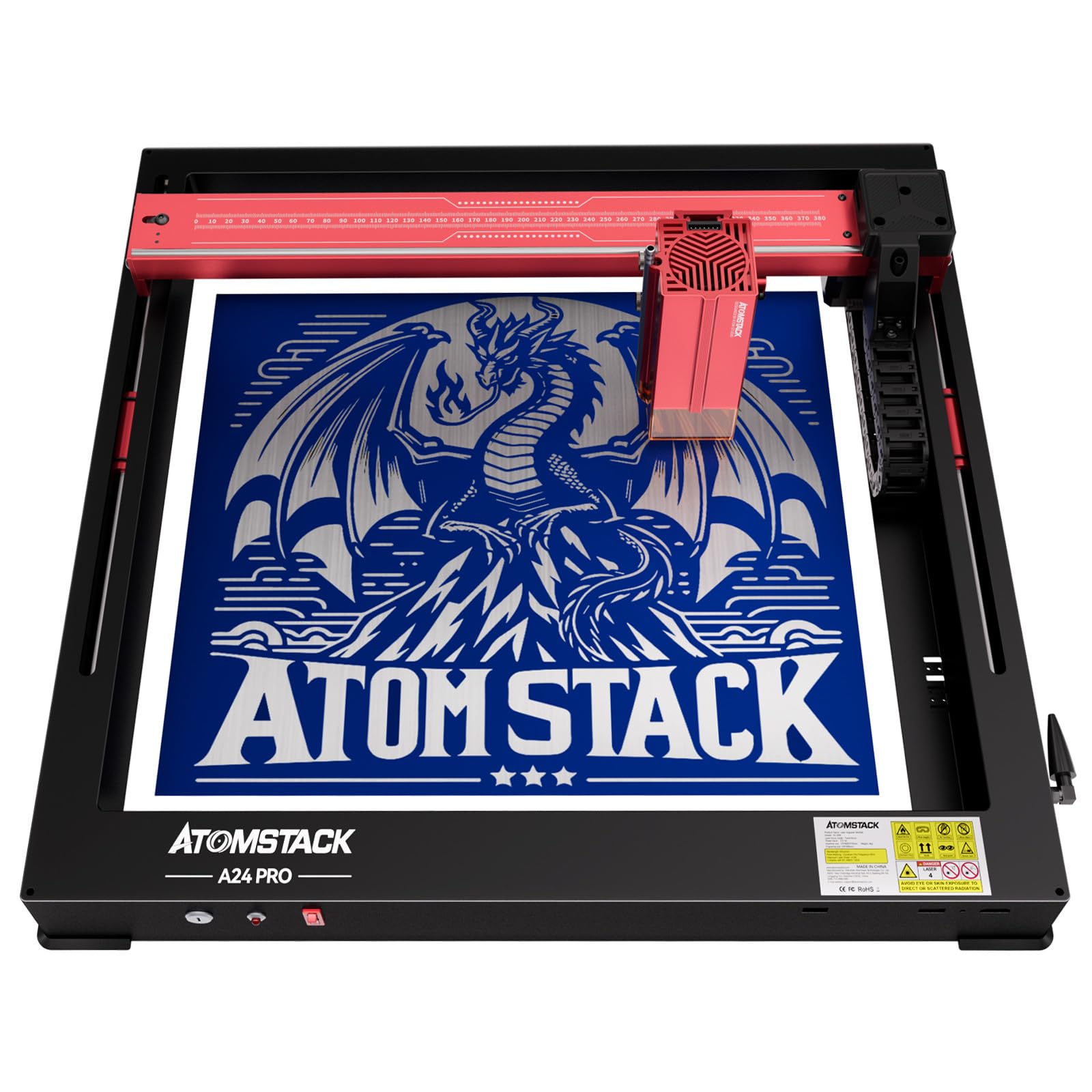 ATOMSTACK A24 Pro Laser Engraving Machine 120 W, 24 W Laser Engraving Machine Laser Cutter Cut 15 mm Paulownia Boards in One Pass, 600 mm/s High Engraving Speed, 370 x 310 mm