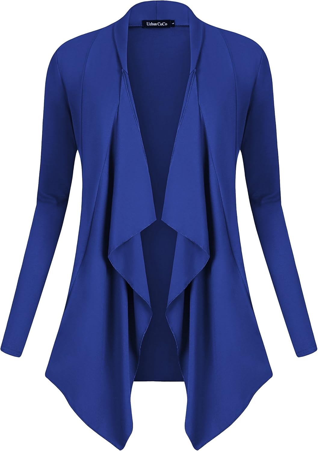 Urban CoCo Women's Drape Front Open Cardigan Long Sleeve Irregular Hem - Image 2