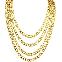 4 Pack 18 20 22 24inch Different Size Fake Gold Chain Hip Hop Rapper Faux Gold Stainless Steel