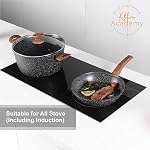 Induction Kitchen Cookware Sets - 12 Piece Cooking Pan Nonstick Set, Granite Black Pots and Pans Set