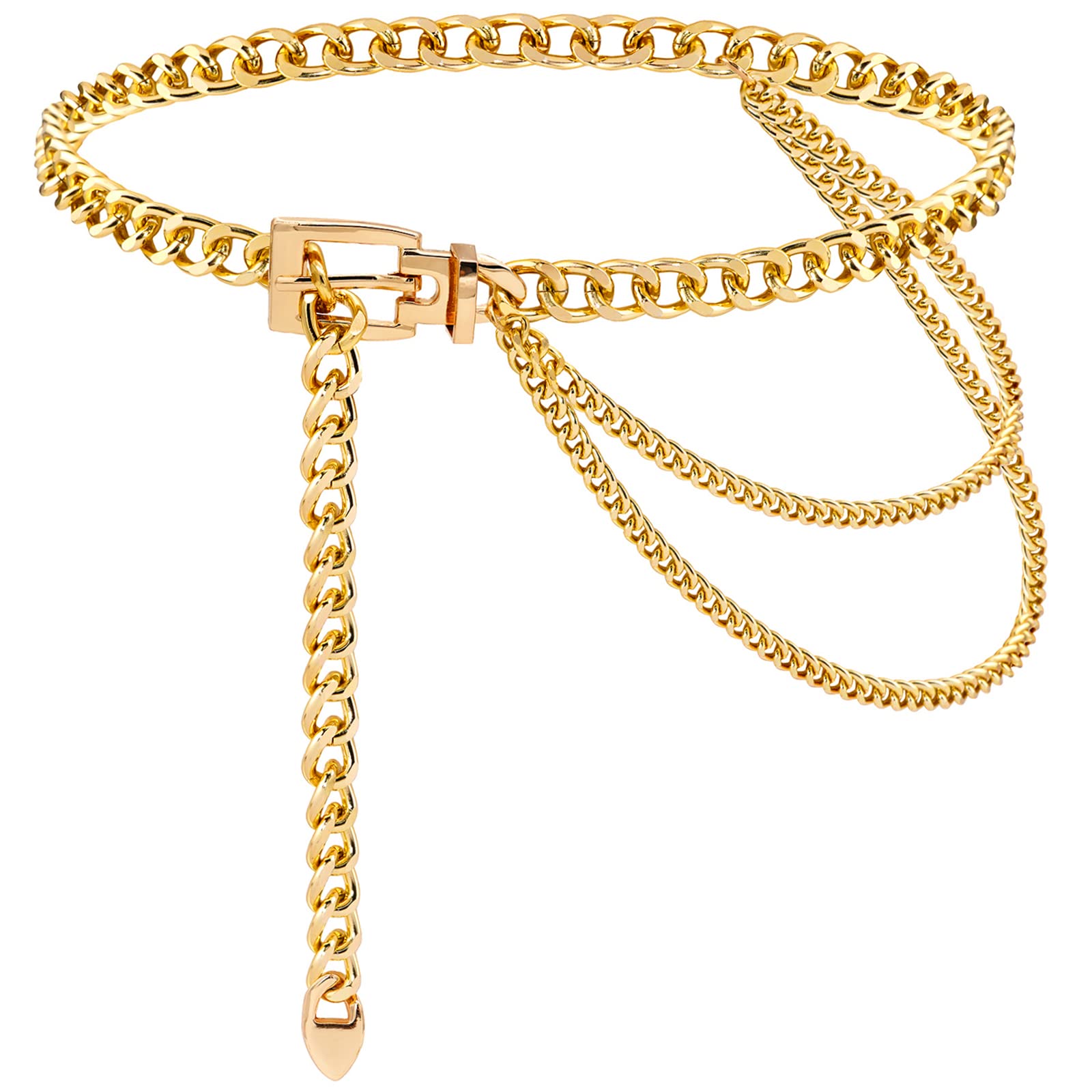 Dtwawa Women's Gold Chain Belts For Multi Layer Waist Chain Body Belly Jewelry For Her,43.3In
