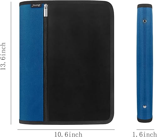 Miniatura 2 de Jacng Carpeta con cremallera redonda de 1.5 pulgadas, con 3 anillas, bolsillos con agarre con cremallera, bolsa de almacenamiento, suministros de