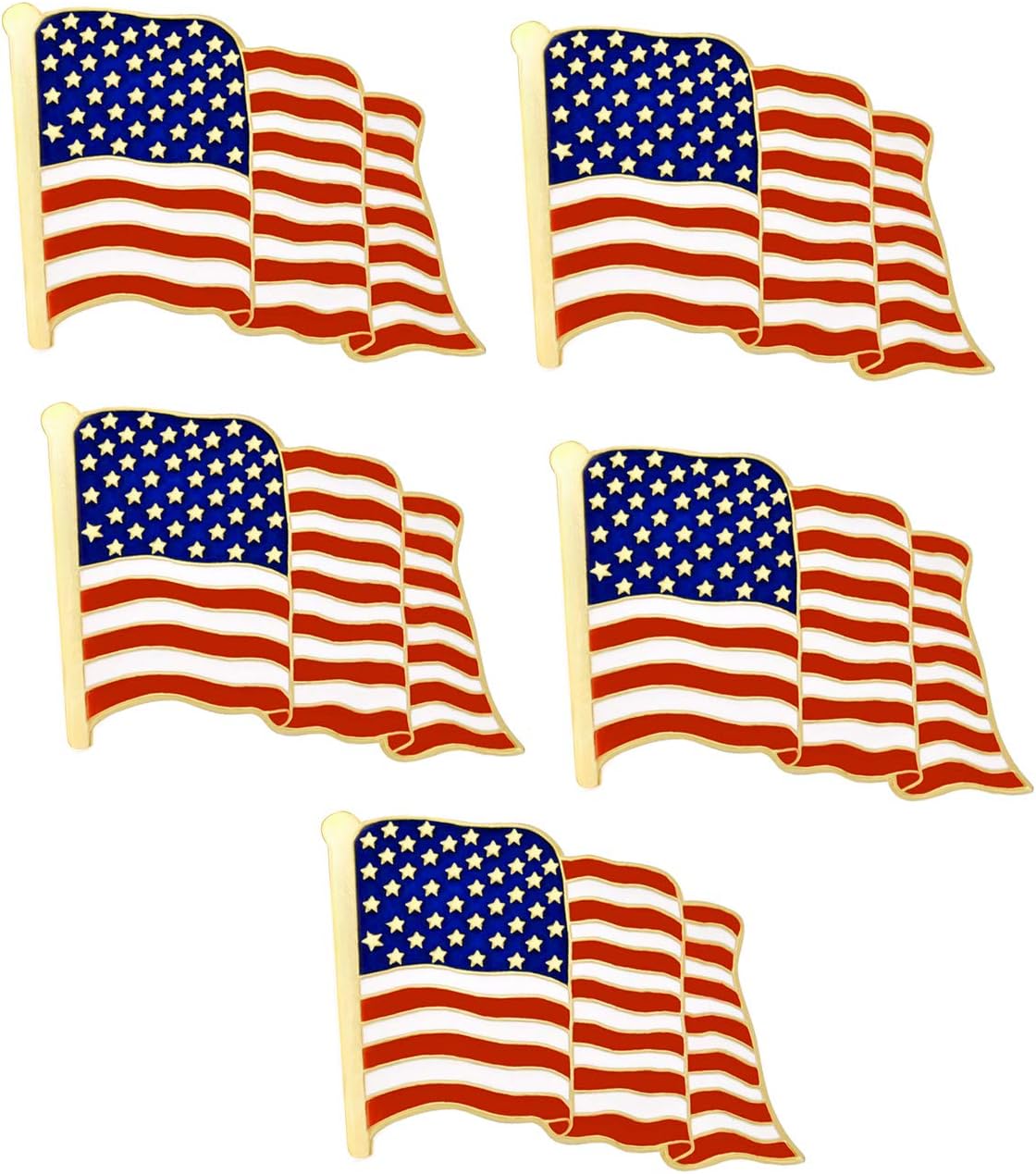12/20/50/100Pcs Metal American Flag Lapel Pins - Waving US, USA, Bulk United States Patriotic Pins - Veterans Day