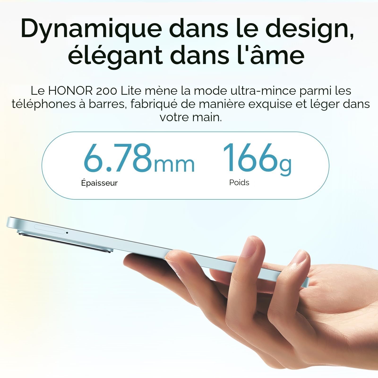 Honor 200 Lite 5G Smartphone,Triple Caméra 108MP+5MP+2MP,MediaTek Dimensity 6080(6nm),8Go+256Go Téléphones Portables,AMOLED 6,7",4500mAh/Double SIM/NFC/GPS,MagicOS 8.0/Android 14,Bleu