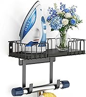 Vista 9 de TJ.MOREE Soporte para tabla de planchar de metal para colgar en la pared, para plancha y tabla de planchar, decoración de cuarto de servicio