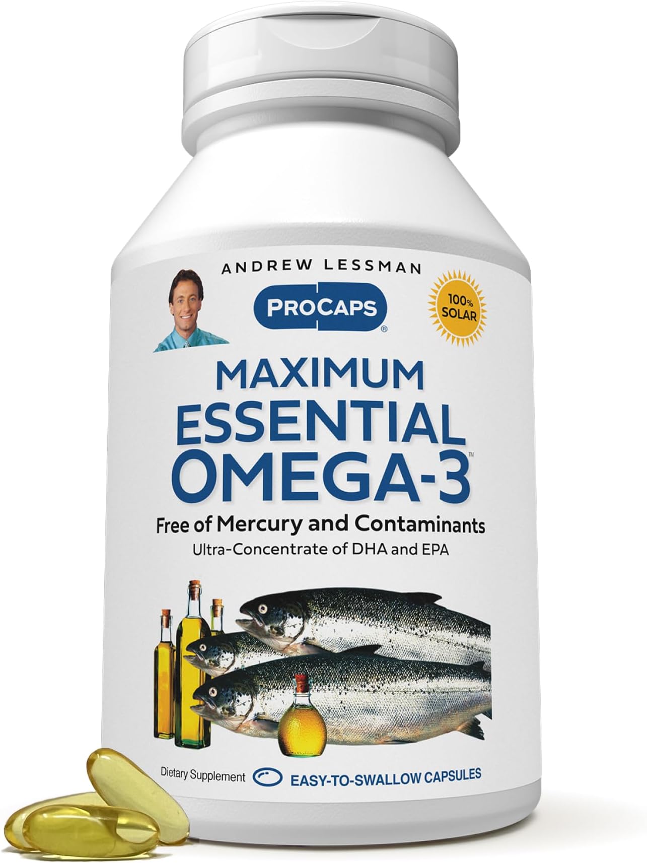 Andrew Lessman Maximum Essential Omega-3 Unflavored 360 Softgels - Ultra-Pure, High Potency Omega-3 Oils. High DHA, No Stomach Upset, No Contaminants, No Mercury. Small Easy to Swallow Softgels