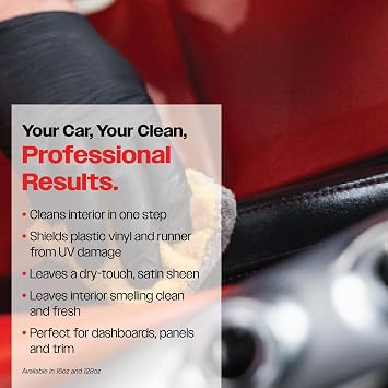 Malco Clean and Shine Interior Car Cleaner and Dressing - Best Interior Car Care to Restore Leather Plastic and Vinyl / 1 Simple Step To Clean, Condition, and Protect/Non-Glare Satin Finish (125901)