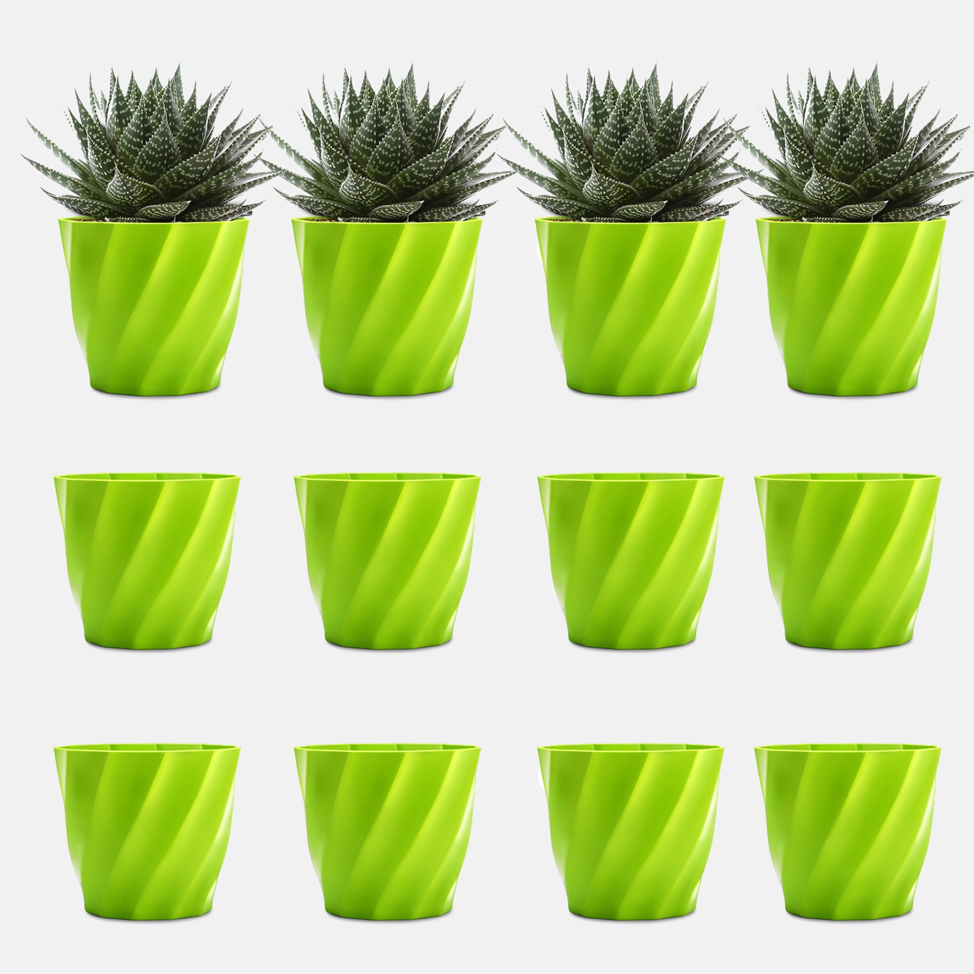 YUCCABE ITALIA SHERA Swirl 8 Inch Plastic Flower Pot Set of 12 Pices Round Planter Pot Plastic Gamle Suitable for Indoor and Outdoor (Green) (B09X9VL221) Amazon Price History, Amazon Price Tracker