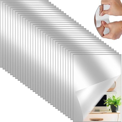 Queekay 30 espejos de gimnasio para el hogar, 4 x 6 pulgadas, espejo de pared acrílico sin marco, 0.079 in de grosor, azulejos de espejo