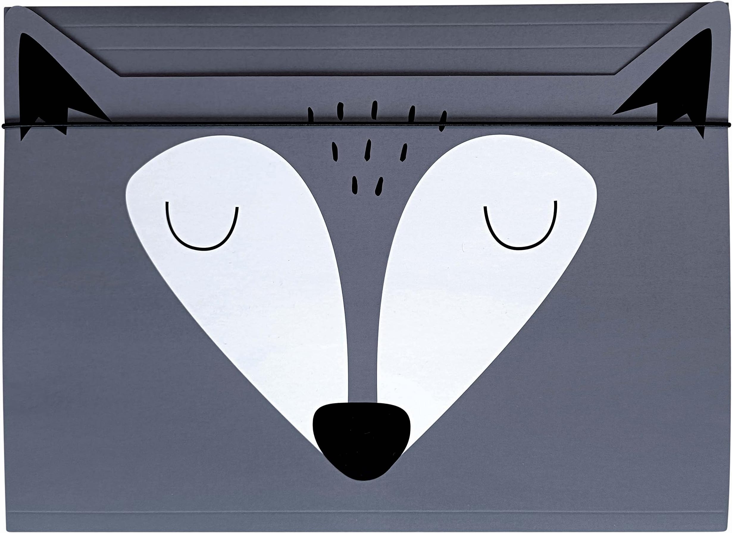 Elastic Folder A4 - Strudy Cardboard - Soft-Touch Feel - Printed Inside and Outside - Funny Shape - Wolf