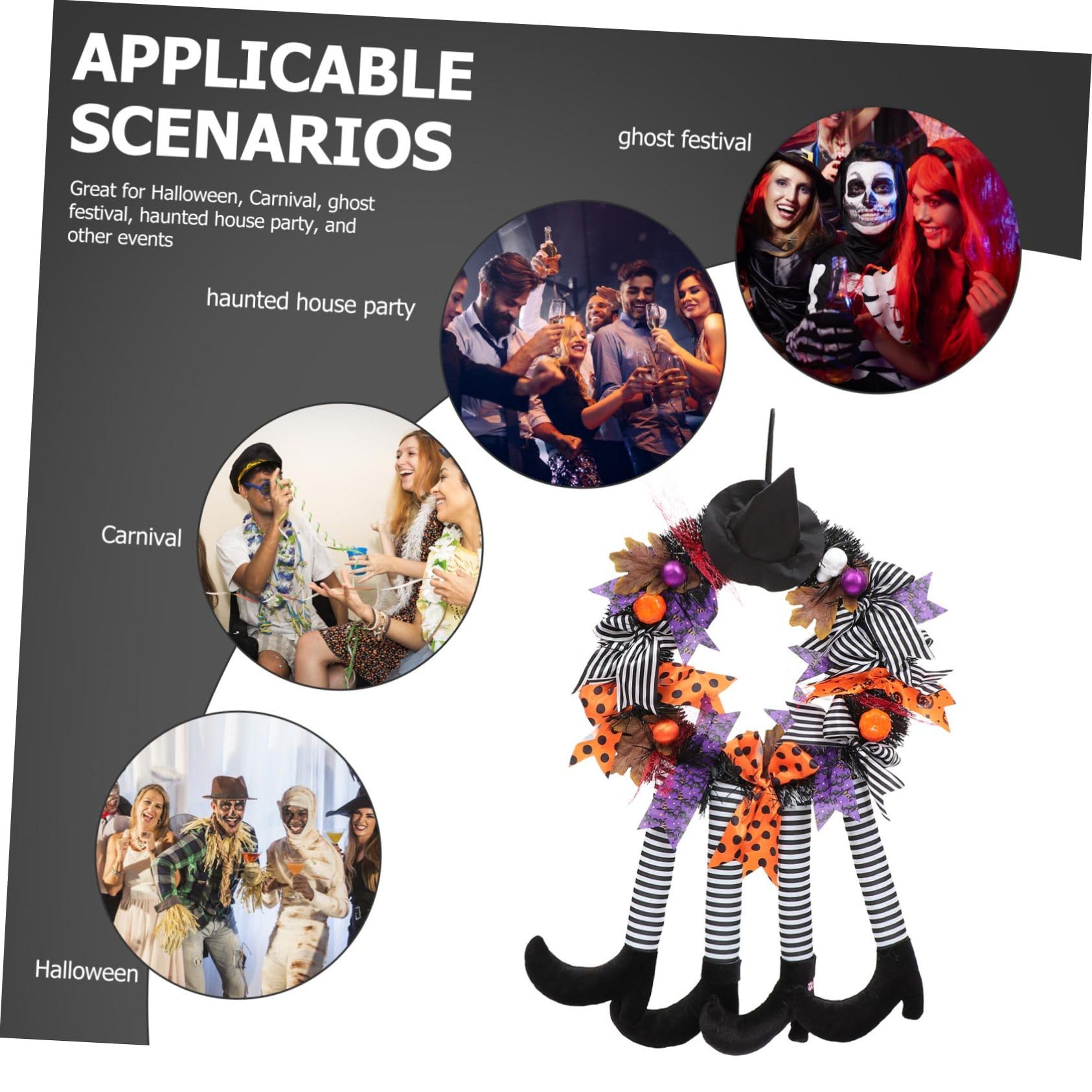 1stück Halloween-Kranz Mit Kürbis-Skelett- Hängende Wanddekoration Für Tür Gruselige Fotorequisiten Für Halloween-feiern Und Festlichkeiten Geeignet Für Innen Und