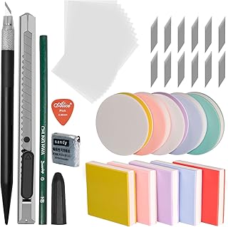 36 Pieces Rubber Stamps Carving Kit with 2 Inch Round & Square Rubber Carving Blocks,Linoleum Carving Block Kit,Block Prin...