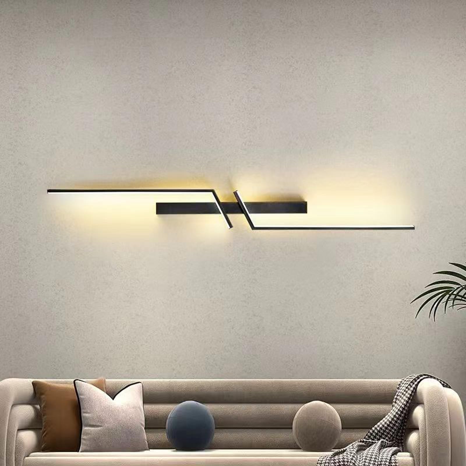 Akku LED Wandlampe Innen mit Bewegungsmelder Wandleuchte USB Aufladbar Wandbeleuchtung Kabellose Batterie Batteriebetrieben 4000K für Schlafzimmer Wohnzimmer Treppe (Schwarze,120cm)