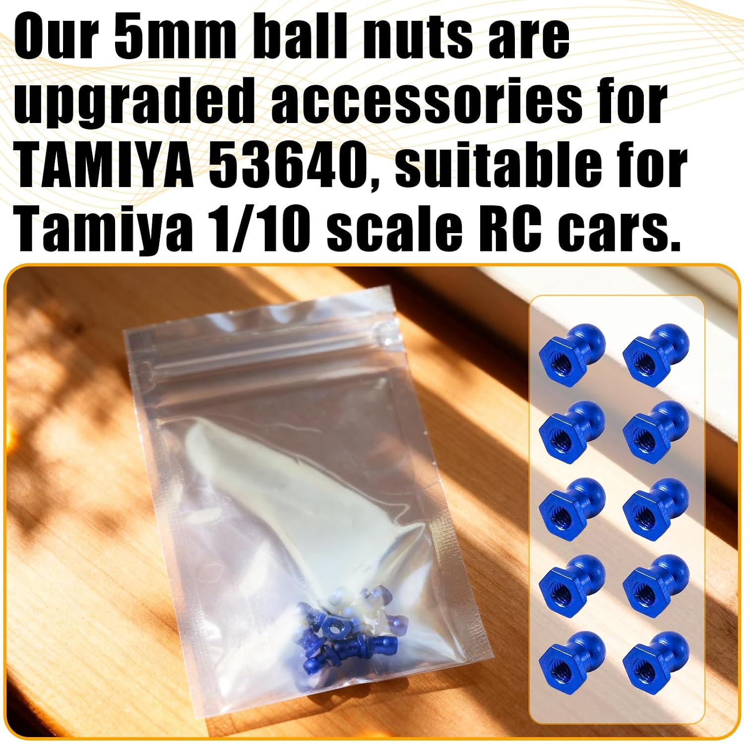 10PCS 5mm RC Ball Nut Aluminum Alloy Ball Head Nut Replacement for #53640