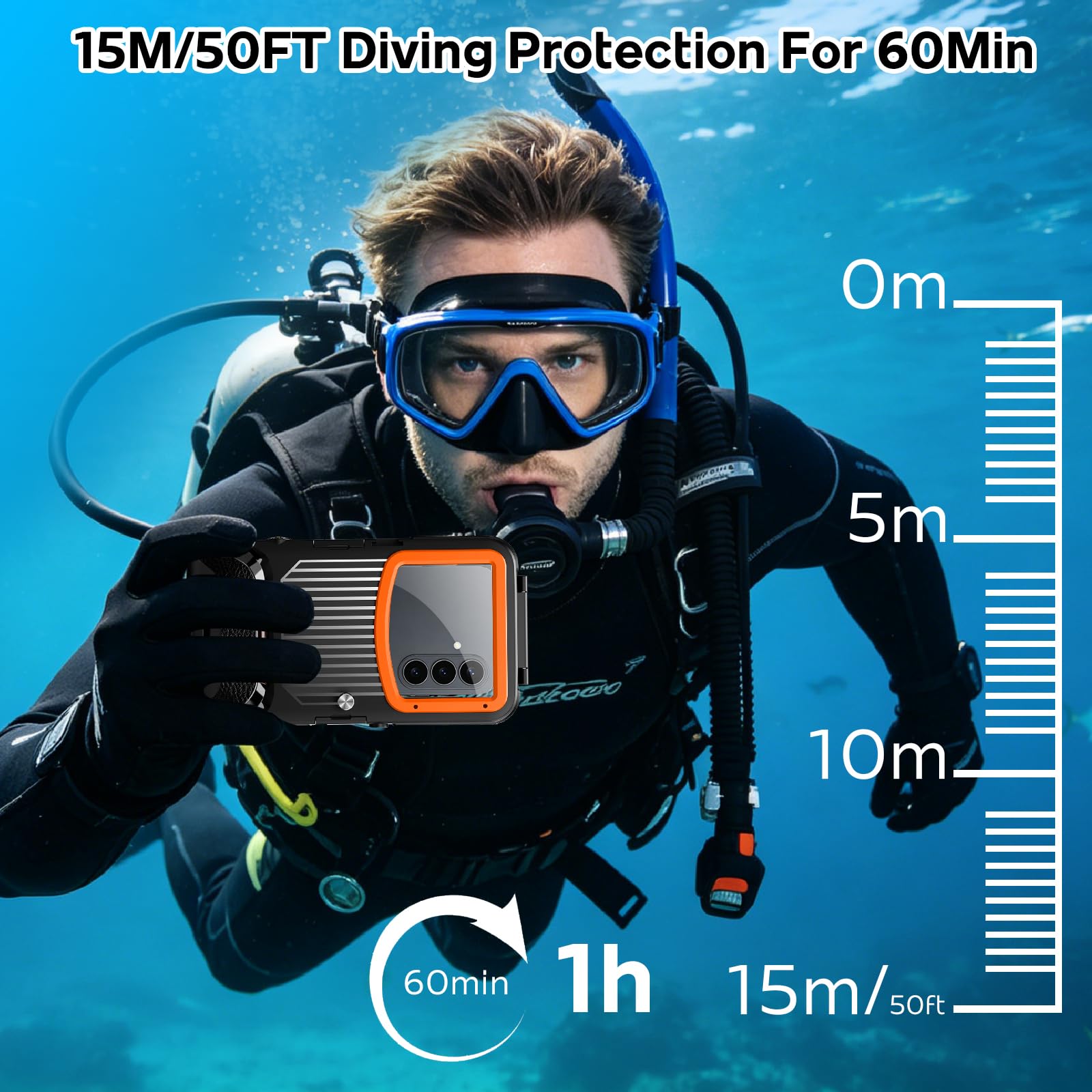 BDIG Unterwasser Handyhülle Kompatibel mit Samsung Galaxy S26/S25/S24/S23/S22/S21 [15m/50ft],Unterwasser-Handyhülle Für Samsung/Redmi/Für Huawei,IP68,Zum Tauchen Surfen, Fotos & Videos