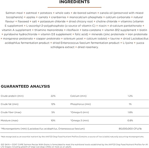 Miniatura 4 de GO! SOLUTIONS Skin + Coat Care - Alimento seco para perros, 22 libras, receta de salmón con granos para todas las etapas de la vida, nutrición