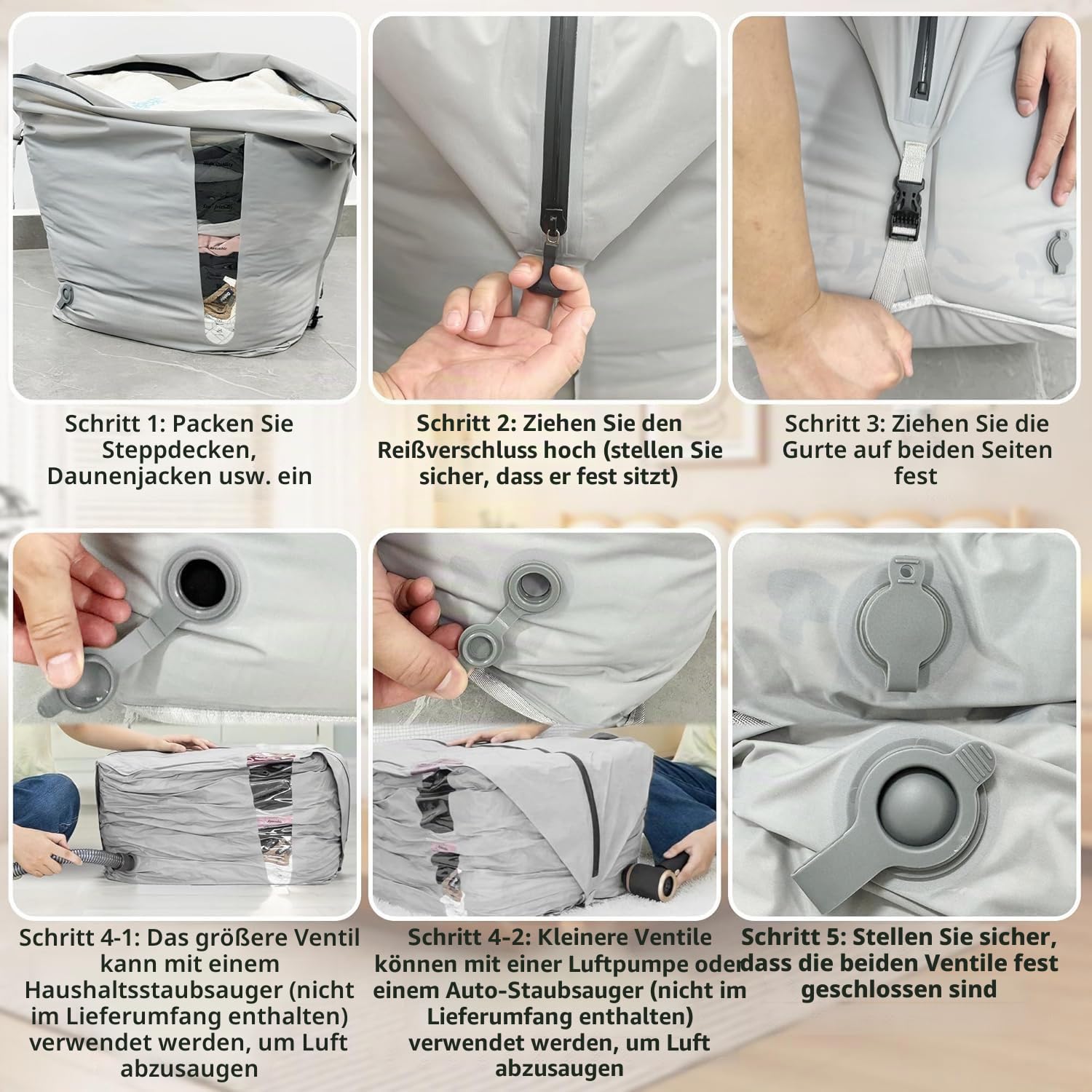 EULANT Große Nylon Vakuumbeutel für Kleidung mit luftdichtem IP67 Reißverschluss,Wasserdicht Vakumkompression Beutel für Bettdecken/Decken/Bettwäsche,Wiederverwendbar & Platzsparer & Trapezförmig
