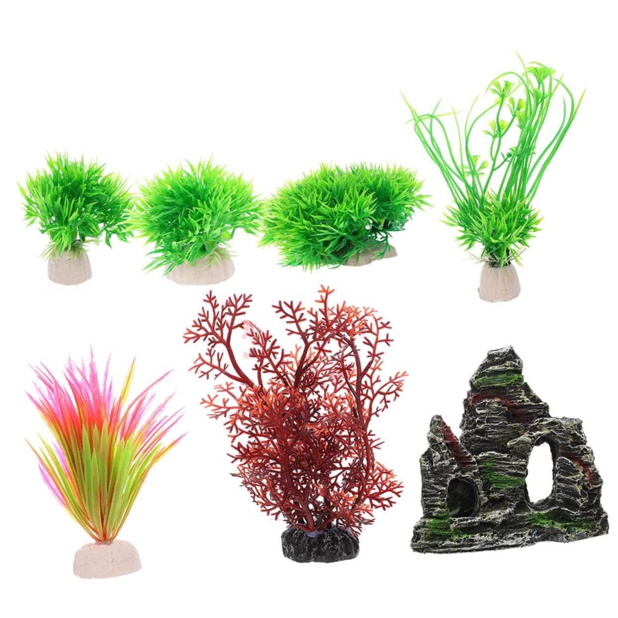 Happyyami 4juegos Decoración Acuática Artificial De Plantas De Acuario Adornos para Peceras y Acuarios Paisajismo Acuático Elegante y Seguro para Peces