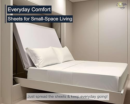 Miniatura 8 de Cotitngton Lane - Juego de sábanas de color marfil para colchón de cama Murphy, 4 piezas premium 1800 de microfibra cepillada ultra suave, tamaño