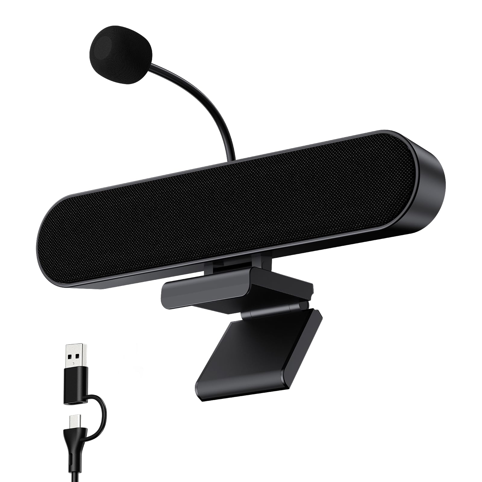 Inwa Computer Speakers with Microphone for Desktop PC, USB Wired Clip On Computer Sound Bar, Plug-n-Play Laptop Speaker w/Mic for Meeting/Gaming/Learning, Clear Audio, Easily Clamps to Monitors-image-33