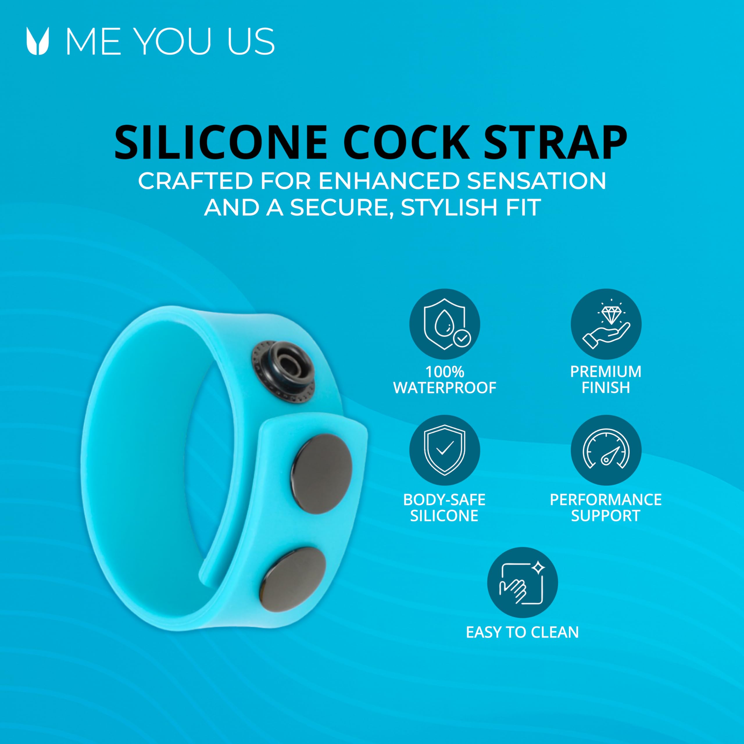 Me You Us - Cinturino in silicone blu chiaro - Regolabile e confortevole Enhancer da uomo - Mantiene le erezioni più a lungo intensificando le sensazioni