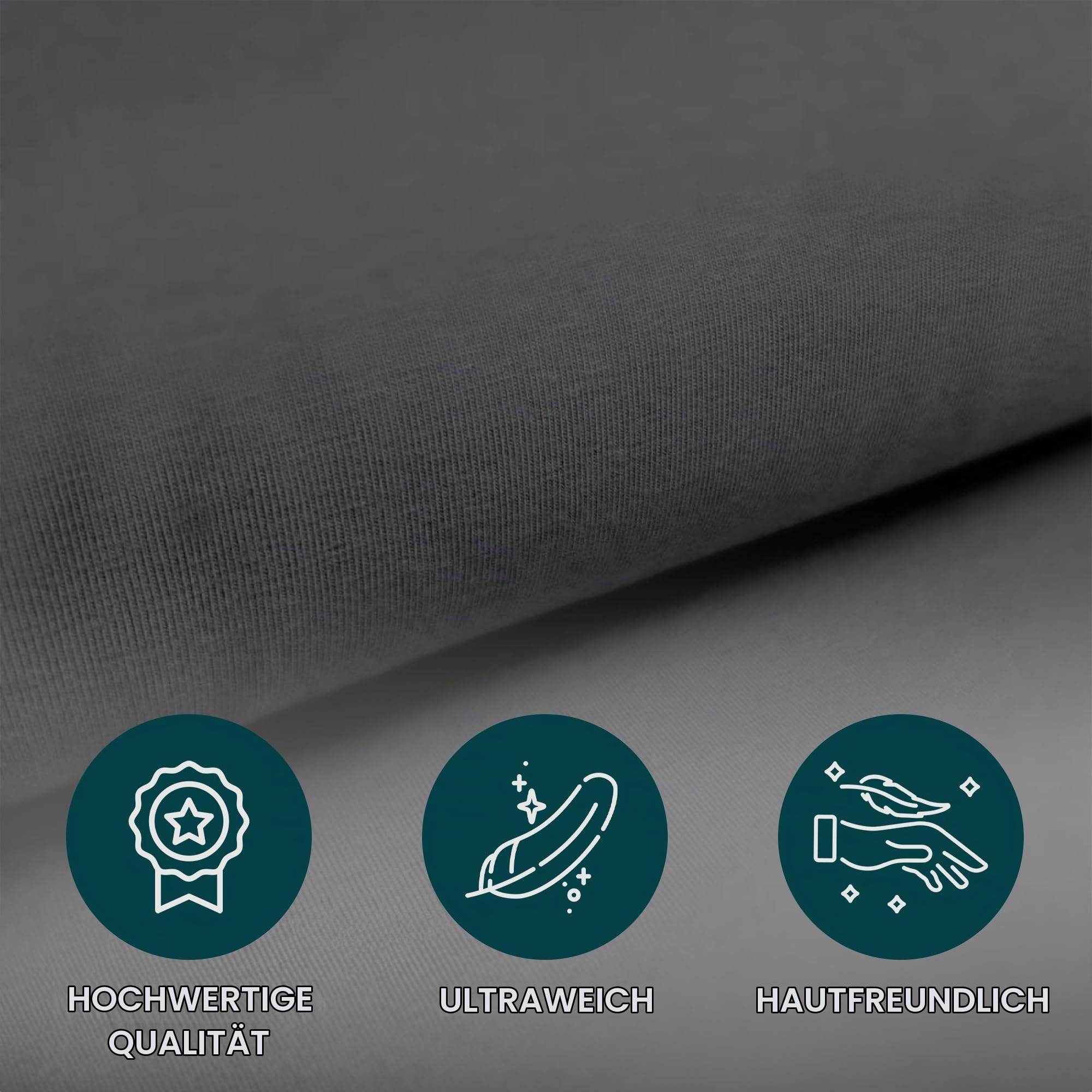 Bettlaken Wohnwagen Queensbett - 3er Set - 1 Molton, 2 Spannbettlaken - Anthrazit- Bettlaken aus hochwertiger Baumwolle -Oeko-TEX - Multi-Stretch-Spannbettlaken für Wohnmobil und Wohnwagen
