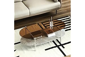 Oval Glass & Slate Coffee Table: Glowing Jade in Your Living Space