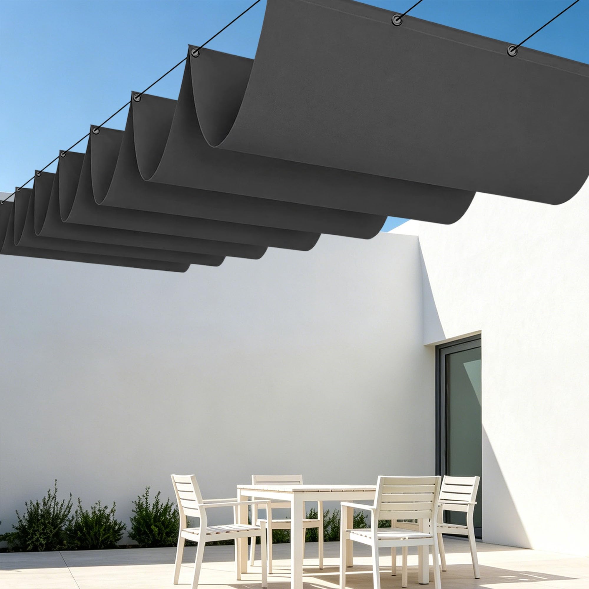 Ombrage extérieur terrasse et balcon 150x200 cm rideau vague gris foncé pour votre été