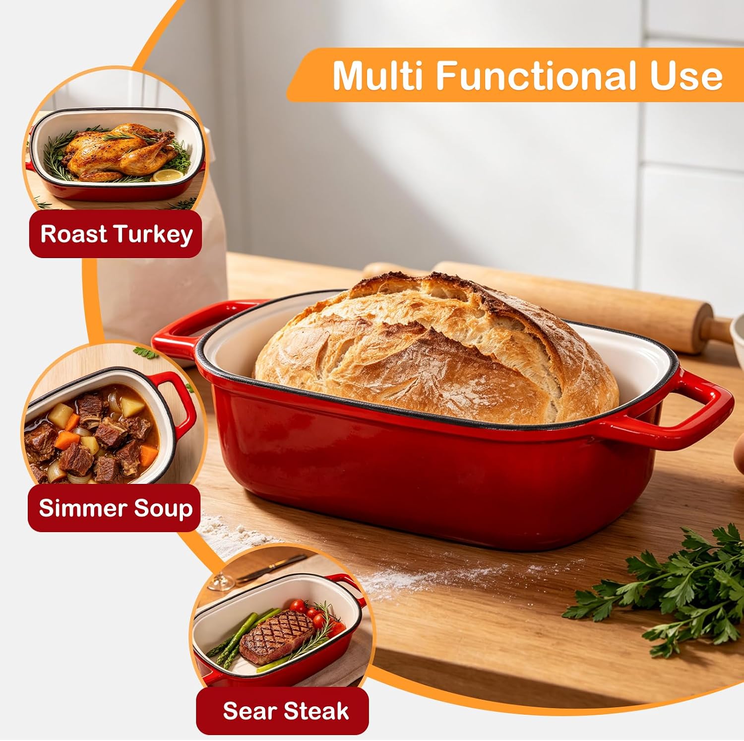 3.6 Quart Dutch Oven for Sourdough Bread Baking