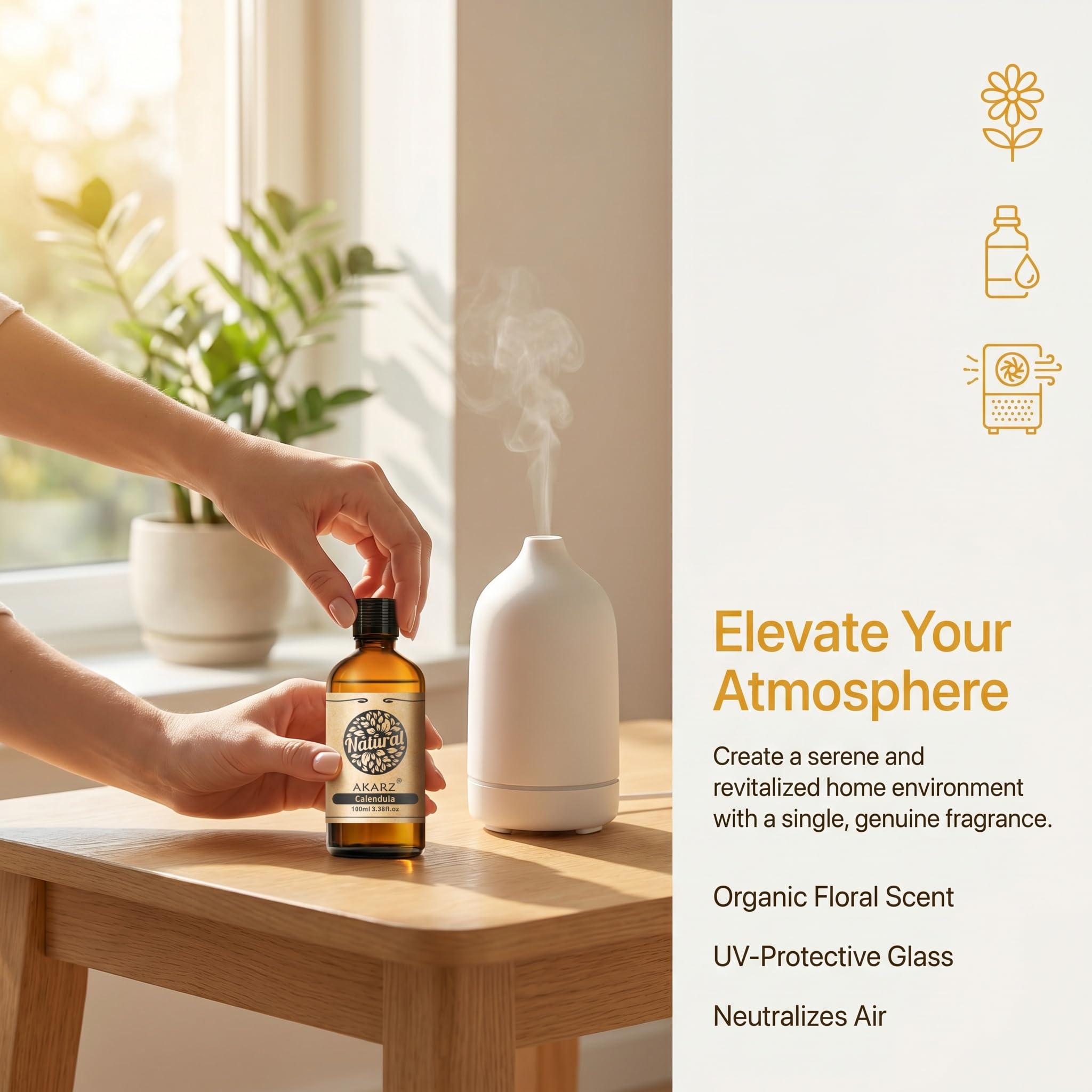 AKARZ 100ml Olejek esencjny z Rumianka Lekarskiego - Naturalny olejek aromatyczny do dyfuzorów, lamp aromatycznych i aromatów pomieszczeń