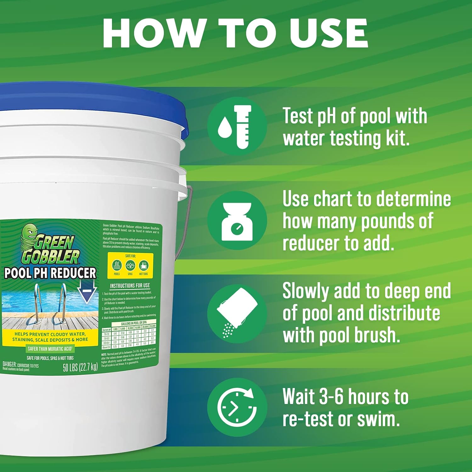 Pool PH Reducer | Pool & Hot Tub Spa pH Reducer | pH Down | Sodium Bisulfate | (50 lb Pail)