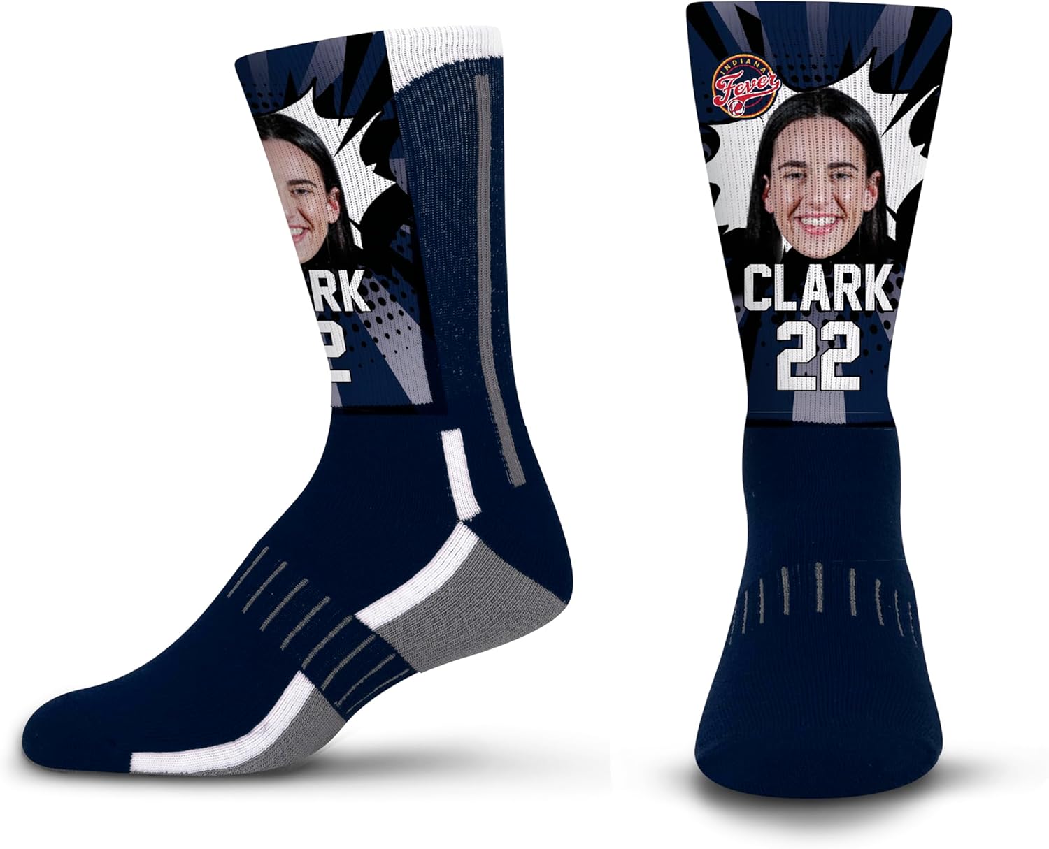 For Bare Feet WNBA CAITLIN CLARK KA-POW! Player Socks Size Youth