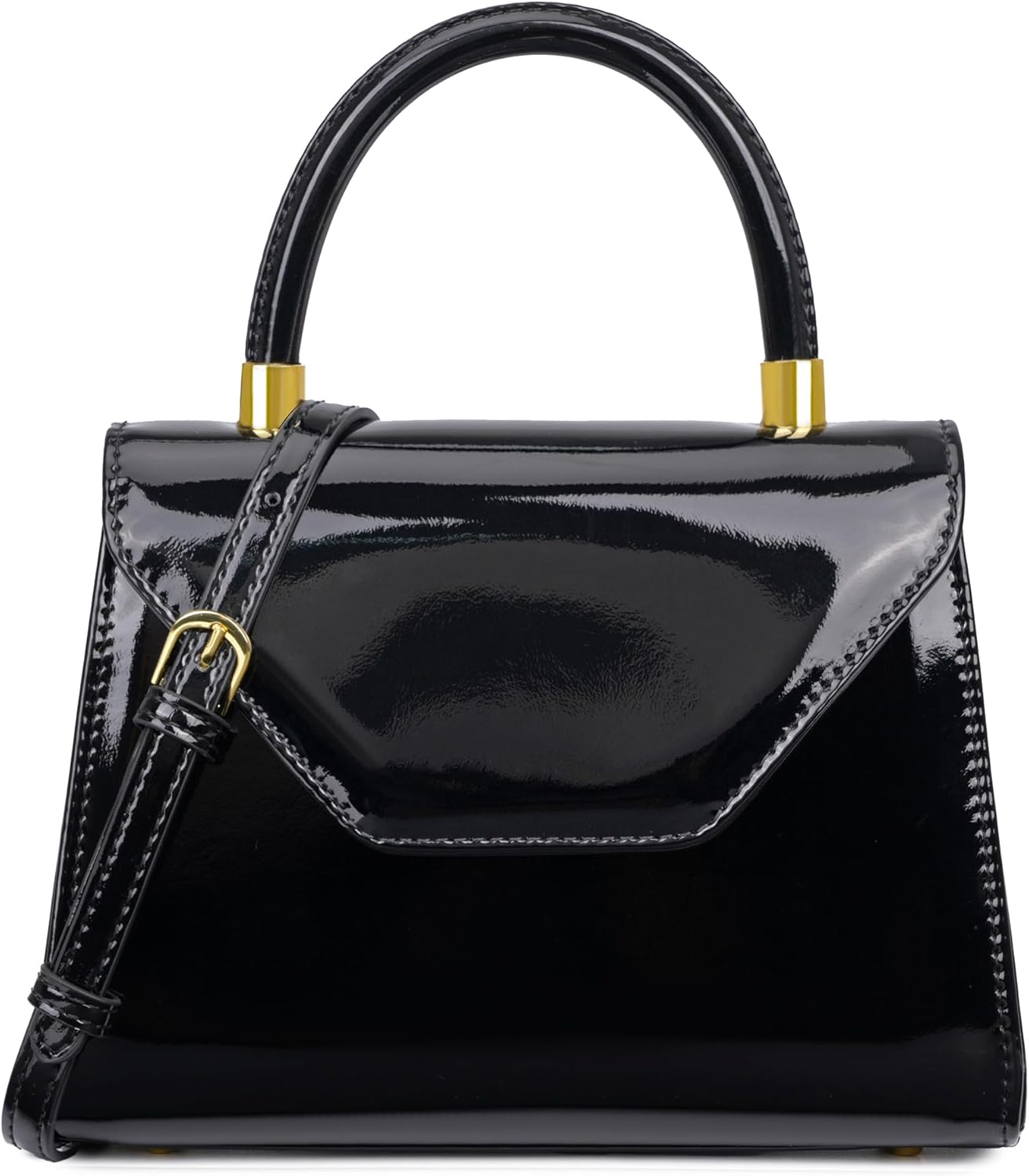 Milisente Women's Patent Leather Clutch Purse Top Handle Crossbody Handbag with Detachable Strap for Day and Night