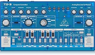 Behringer TD-3-BB Analog Bass Line Synthesizer with VCO, VCF, 16-Step Sequencer, Distortion Effects and 16-Voice Poly Chain, Compatible with PC and Mac